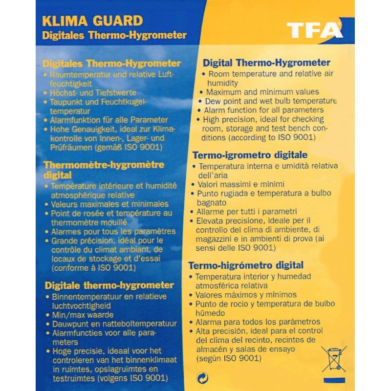 KLIMA GUARD TFA 30.5010 Digitales Thermo-Hygrometer