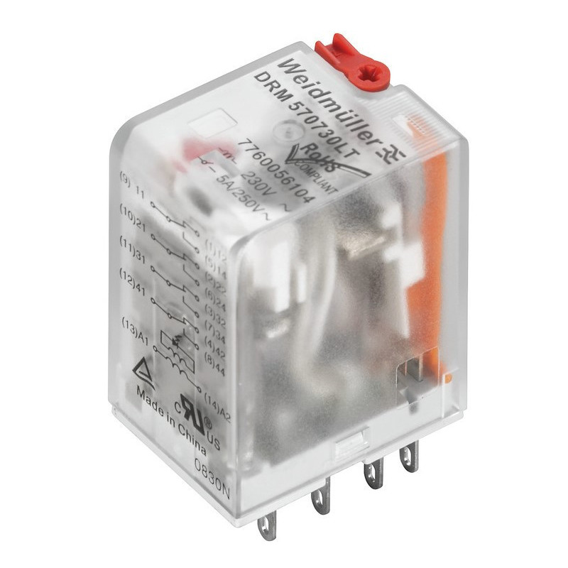 Weidmuller DRM570730LT 4 Pole 230VAC Relay