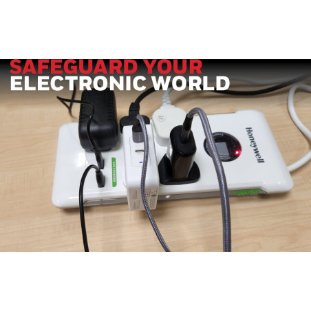 HONEYWELL 5 Way International Socket with Surge Protector and Master Switch + 2 USB