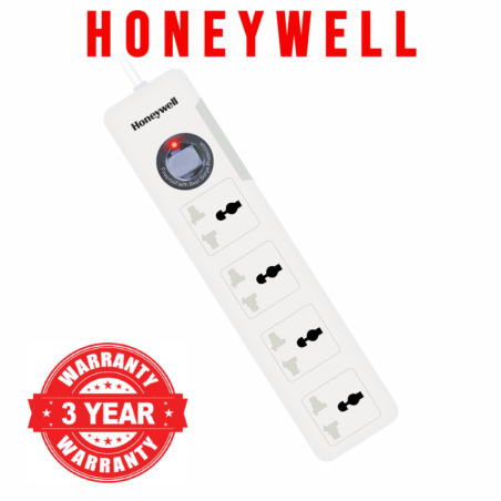 HONEYWELL 4 Way International Socket with Surge Protector and Master Switch