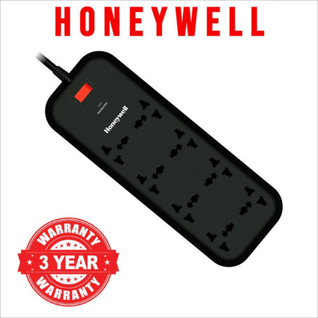 HONEYWELL 8 Way International Socket with Surge Protector and Master Switch